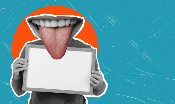 istock Creative composite photo collage image of a man with a big mouth with space for text. 2015616811