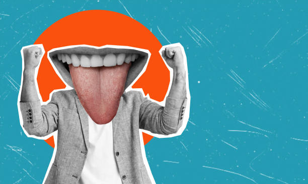 istock Creative composite photo collage image of a man with a big mouth with space for text. 2015616814