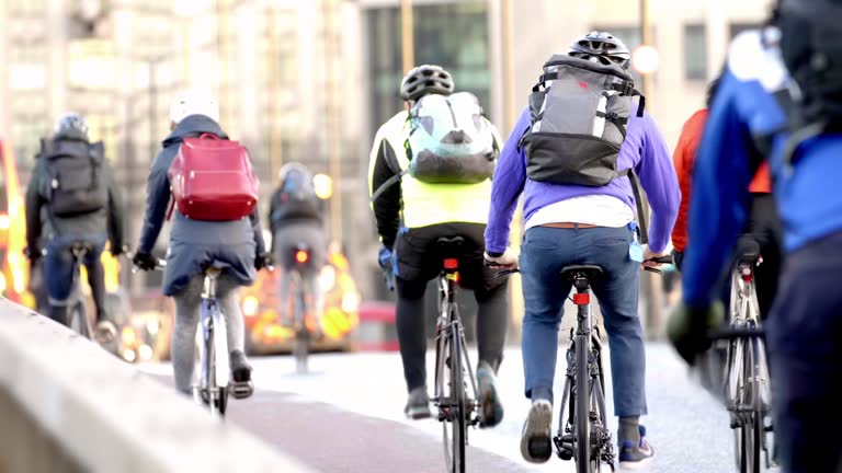 Cyclists commuting to work.