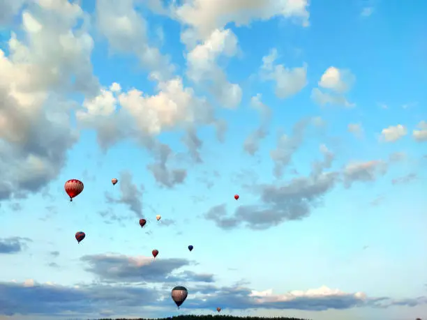 hot air balloon festival, aeronautics, many hot air balloons in the sky