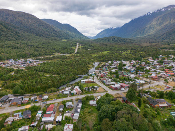 istock Aerial shot of Puyuhuapi in Chile 2015660448