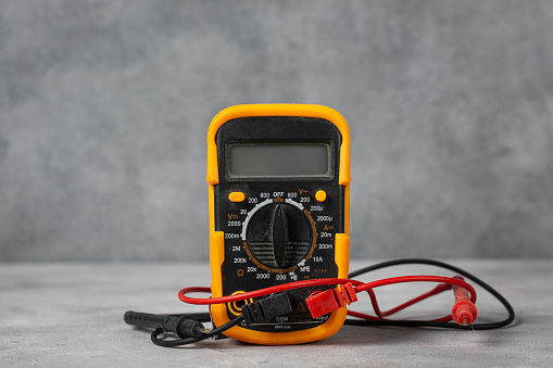 Electrical multifunctional device. Multimeter close up.
