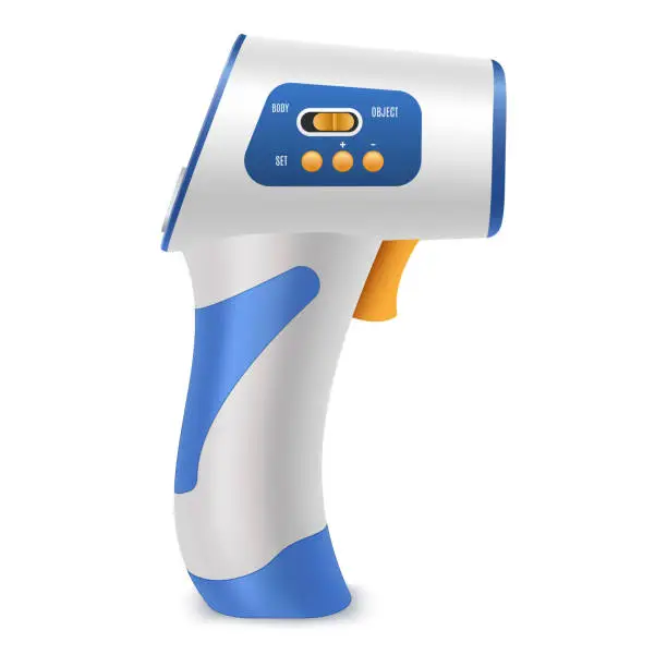 Vector illustration of Infrared non contact thermometer for body temperature checking side view realistic vector