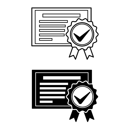 Patent icons. Black and White Vector Icons. Patented Product Award. Registered Intellectual Property