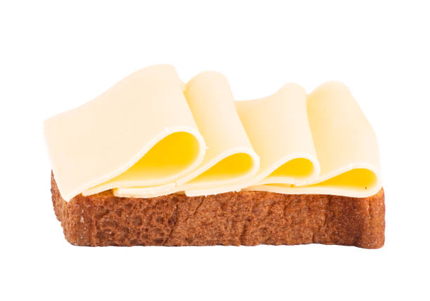 istock Open sandwich whole wheat bread with several slices of mozzarella cheese folded on transparent background 2015739183