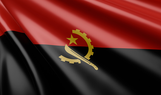 Waving Angola Flag Satin Fabric - 3D Illustration Render