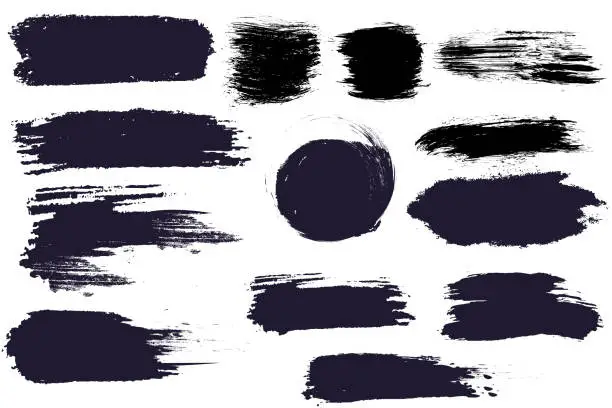 Vector illustration of Set of different ink paint brush stroke banners isolated on white background