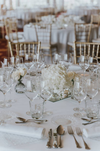 Floral centerpiece in white tones.