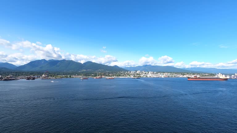 The view of North Vancouver and Iron Workers Memorial Bridge, Vancouver, Canada