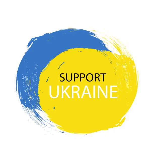 Vector illustration of Support Ukraine text decorative country flag design.