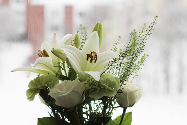 Beautiful white flowers in a bouquet