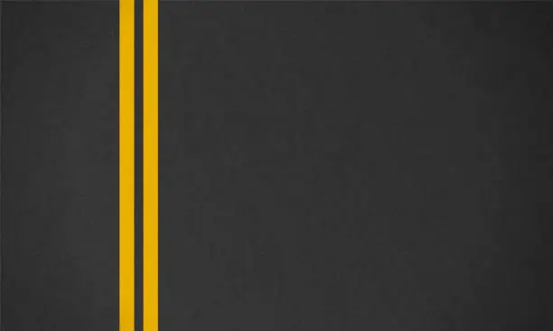 Vector illustration of Road highway background asphalt texture surface. Road ground concrete asphalt texture yellow line realistic.