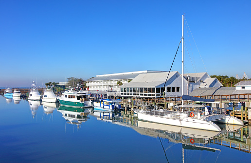 Views  over the marina at Port Stephens Australia