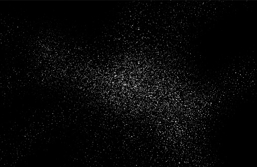 Dust particles effect vector splatter on black background texture. Dust overlay noise dirt background