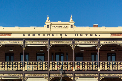Beechworth, Australia, April 2018, Commercial Hotel facade in the rural town of Beechworth, Victoria, Australia