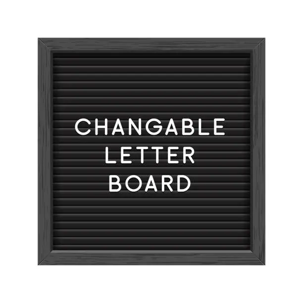 Vector illustration of Letter board black isolated word background frame message vector vintage letterboard sign alphabet
