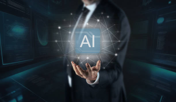 istock Man using Artificial Intelligence. Enter prompt for generate with AI. Futuristic technology concept. 2015844442