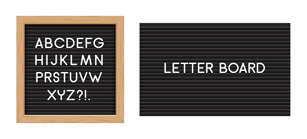 Letter board black isolated word background frame message vector vintage letterboard sign alphabet.