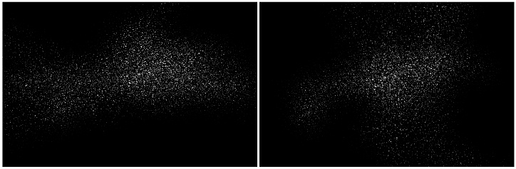 Dust particles effect vector splatter on black background texture. Dust overlay noise dirt background