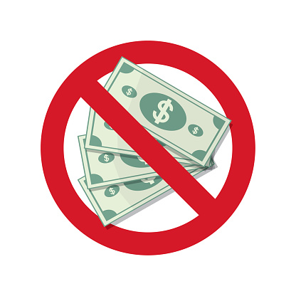 No cash accepted symbol isolated on a white background.
