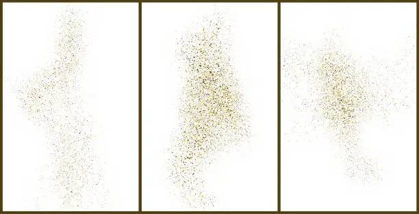 Vector illustration of Glitter gold background sparkle dust vector confetti explosion. Golden glitter dust pattern
