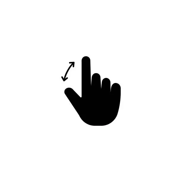 Vector illustration of Zoom Hand Gesture solid icon design on a white background. This black flat icon suits infographics, web pages, mobile apps, UI, UX, and GUI designs.