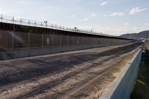 Border Wall or Fence along the U.S. Mexican border in El Paso, Texas.   El Paso, Texas