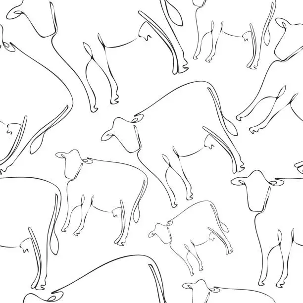 Vector illustration of cow seamless pattern