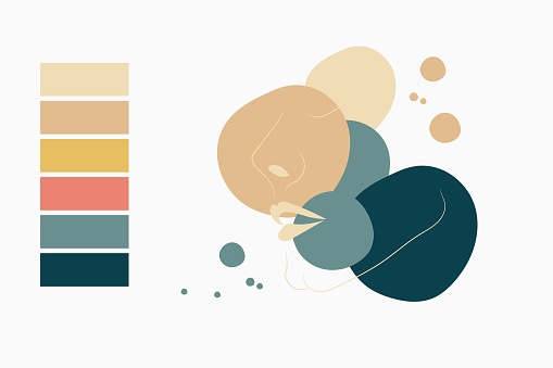 Color palettes retro style and soft tones, Boho technique illustration vector elements for use.
