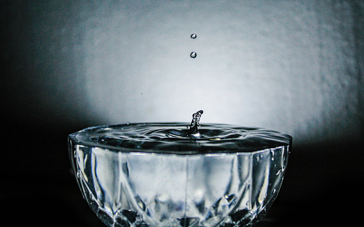 Perfectly Caught Water Drop or Sprinkle , dropping in bowl loaded with water. HD