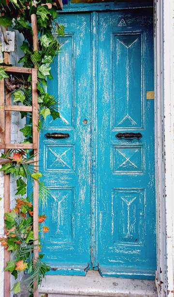 istock Blue Wooden door 2016039199