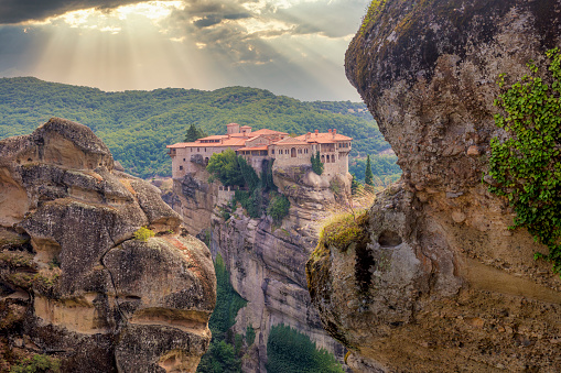 Monastery on top of a rock at Meteora