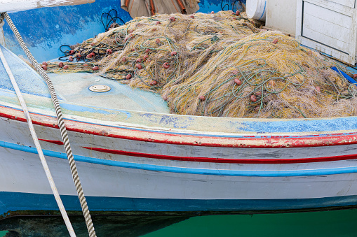 Fishing net on fishing boat