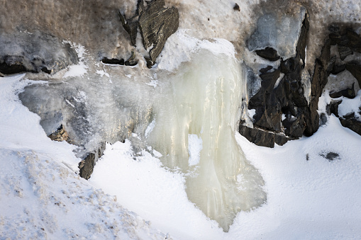 Ice cave called Iskjørkja on the Tromsaelva River, near the village of Fåvang