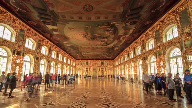 SAINT-PETERSBURG, RUSSIA - JUNE, 2023: Timelapse and hyperlapse Catherine Palace, Pushkin township. Famous historical Summer royal residence.