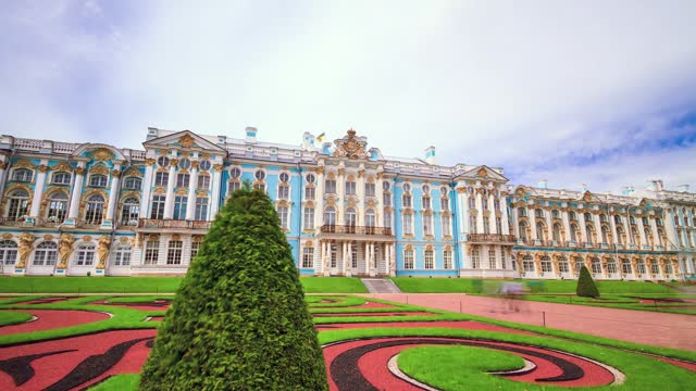 SAINT-PETERSBURG, RUSSIA - JUNE, 2023: Timelapse and hyperlapse Catherine Palace, Pushkin township. Famous historical Summer royal residence.