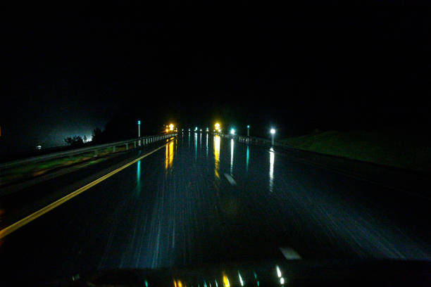 istock Dreamlike Dark Night Expressway Motion Blur Torrential Rain 2016245653