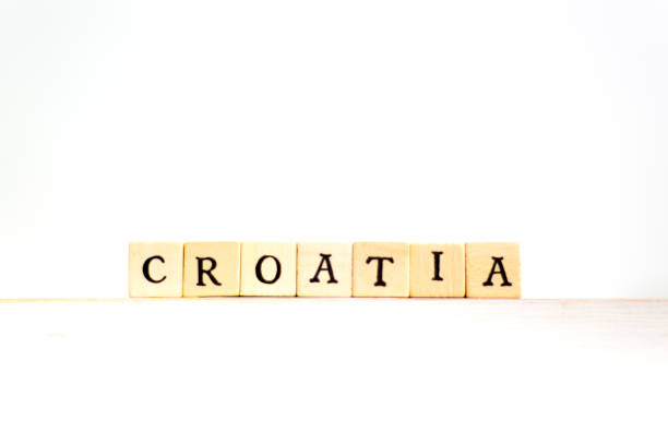 CROATIA: Written in Wood Block Letters, White Background