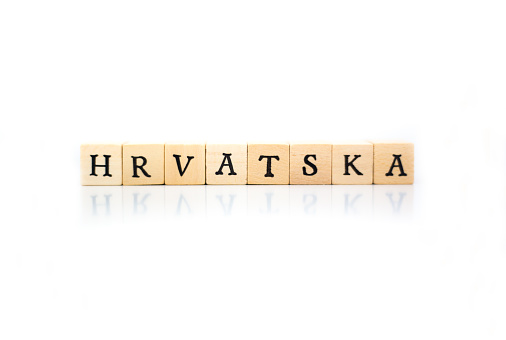 HRVATSKA: Written in Wood Block Letters, White Background