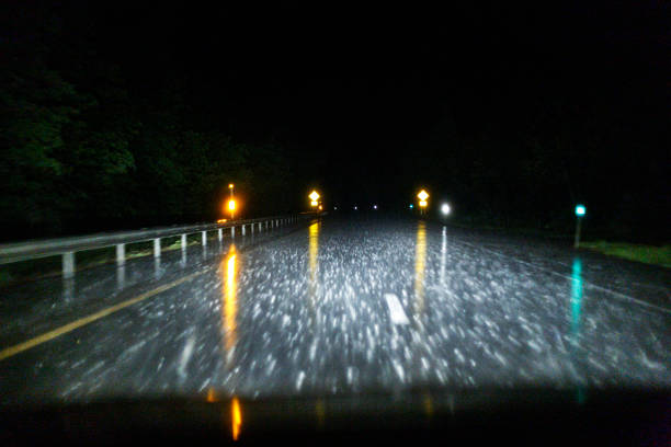 istock Dark Night Expressway Invisible Curve During Torrential Rain Storm 2016246712