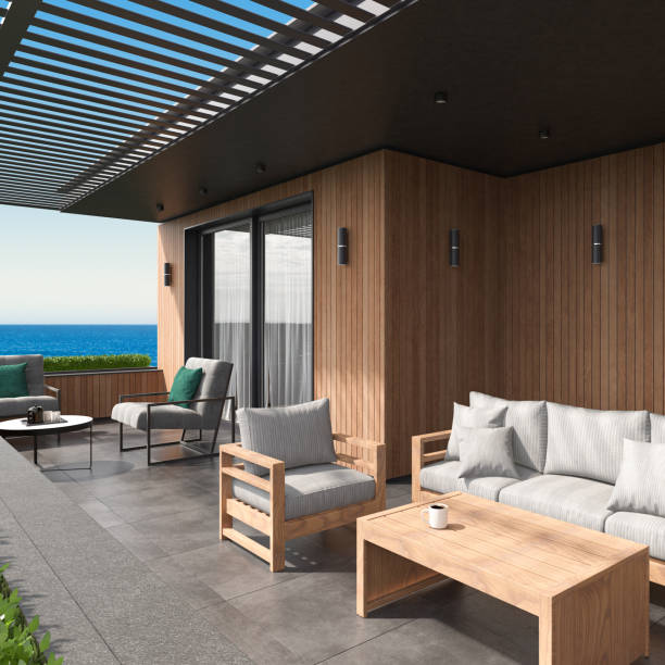 istock Modern Luxurious Villa balcony with ocean view 2016272632