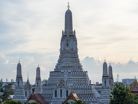 Bangkok, Thailand - 12 Aug, 2017 : The ancient architecture of famous temple in the day, Wat Arun Ratchawararam.