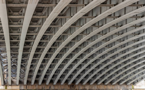 istock View of Structure and beams under the Curved steel Bridge. 2016372360
