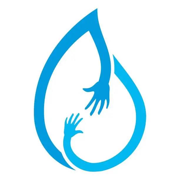 Vector illustration of water care logo, water donation vector icon illustration