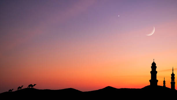istock Musque Dome Night Building with Sky Moon Sunset Background Mubaruk Greeting Islam Ramadan Element Masjid Aqsa Hajj Kaaba Umrah Eid Arabian Religion Islamic Muhammad Arab Muslim Greeting. 2016458695