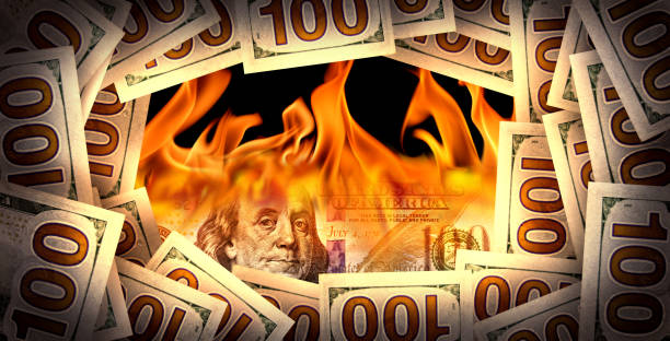 istock Burning money financial crisis concept 2016466975