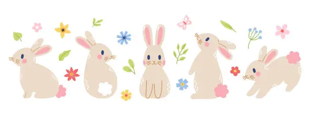 Vector illustration of Vector rabbits collection