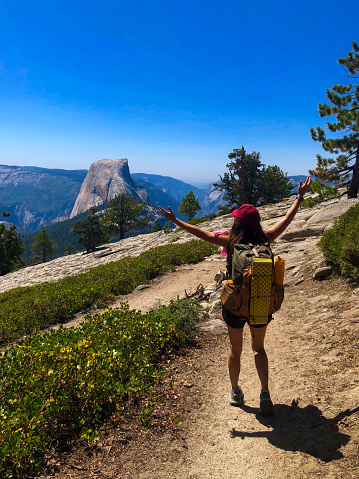 Woman hiker enjoying the view, Yosemite