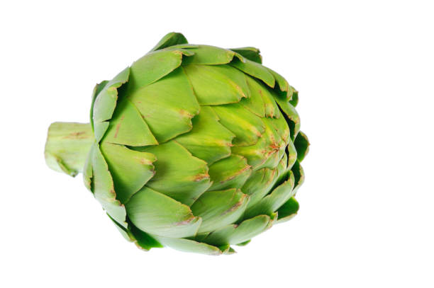close up on artichoke isolated on white background