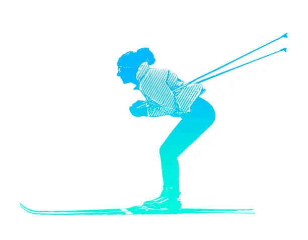 Vector illustration of Woman Skiing